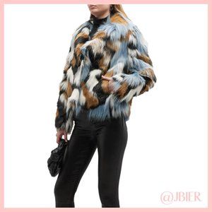 Adrienne Landau Faux Fur Collared Jacket